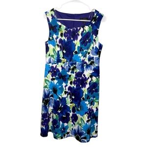 Connected Apparel Blue Floral Sleeveless Sheath Dress Size 10